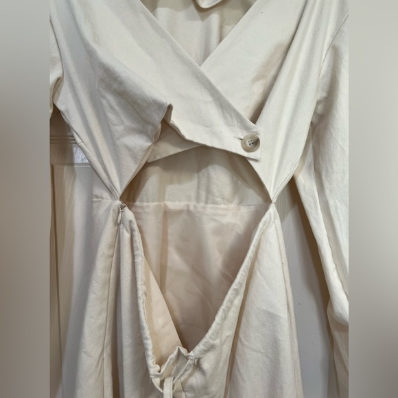 Made in Korea Cotton corduroy like Like Open Tie Back A‎ Line Dress. Size Small - Picture 12 of 13